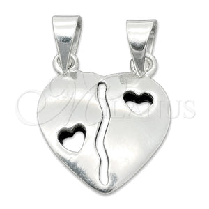 Dije Religioso 05.392.0018 Plata Rodinada, Diseño de Corazón, Pulido, Tono Plateado