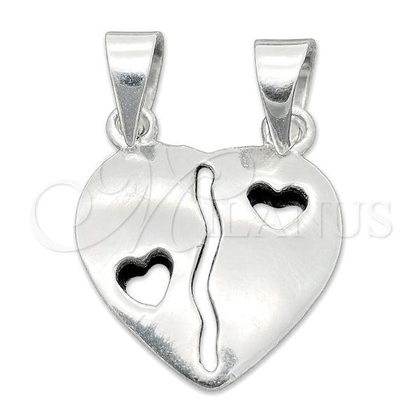 Dije Religioso 05.392.0018 Plata Rodinada, Diseño de Corazón, Pulido, Tono Plateado
