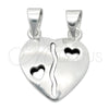 Dije Religioso 05.392.0018 Plata Rodinada, Diseño de Corazón, Pulido, Tono Plateado