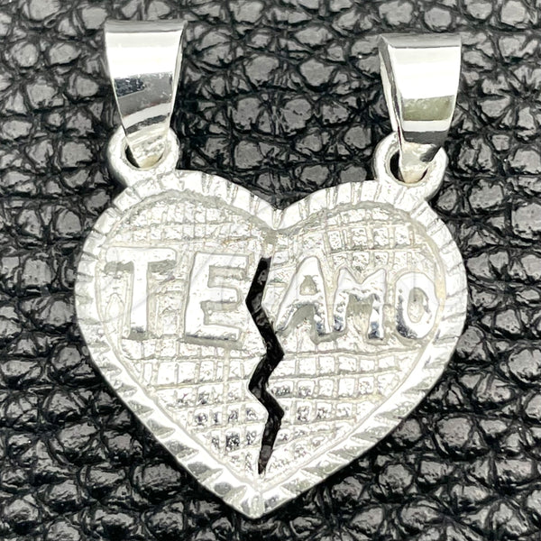 Dije Religioso 05.392.0019 Plata Rodinada, Diseño de Corazón, Pulido, Tono Plateado