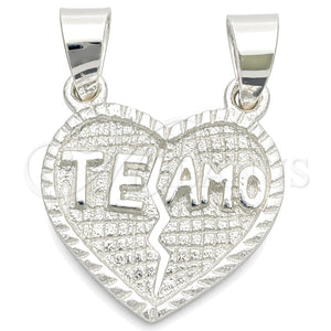 Dije Religioso 05.392.0019 Plata Rodinada, Diseño de Corazón, Pulido, Tono Plateado