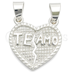 Dije Religioso 05.392.0019 Plata Rodinada, Diseño de Corazón, Pulido, Tono Plateado