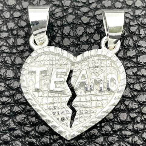 Dije Religioso 05.392.0019 Plata Rodinada, Diseño de Corazón, Pulido, Tono Plateado