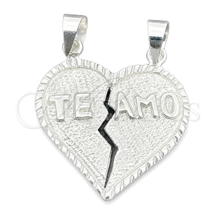 Dije Religioso 05.392.0020 Plata Rodinada, Diseño de Corazón, Pulido, Tono Plateado