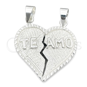 Dije Religioso 05.392.0020 Plata Rodinada, Diseño de Corazón, Pulido, Tono Plateado