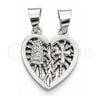 Dije Religioso 05.392.0021 Plata Rodinada, Diseño de Corazón, Pulido, Tono Plateado