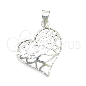 Dije Religioso 05.392.0022 Plata Rodinada, Diseño de Corazón, Pulido, Tono Plateado