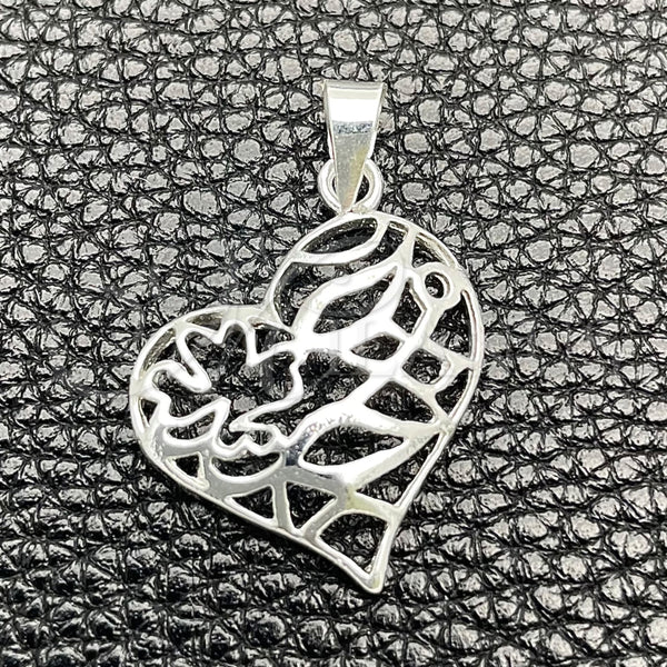 Dije Religioso 05.392.0022 Plata Rodinada, Diseño de Corazón, Pulido, Tono Plateado