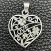 Dije Religioso 05.392.0024 Plata Rodinada, Diseño de Corazón y Flor, Pulido, Tono Plateado