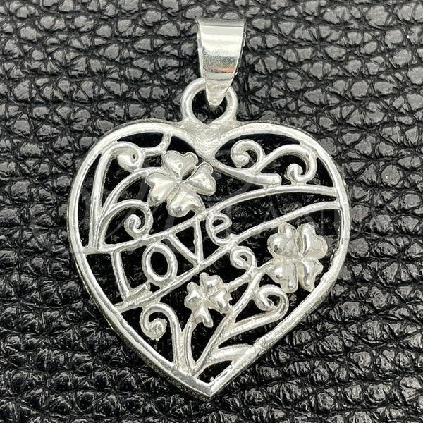 Dije Religioso 05.392.0024 Plata Rodinada, Diseño de Corazón y Flor, Pulido, Tono Plateado
