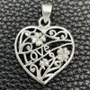 Dije Religioso 05.392.0024 Plata Rodinada, Diseño de Corazón y Flor, Pulido, Tono Plateado