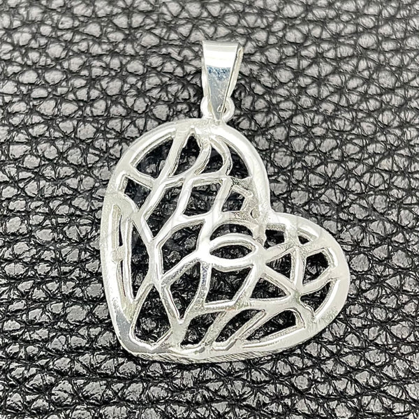 Dije Religioso 05.392.0025 Plata Rodinada, Diseño de Corazón, Pulido, Tono Plateado