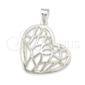 Dije Religioso 05.392.0025 Plata Rodinada, Diseño de Corazón, Pulido, Tono Plateado