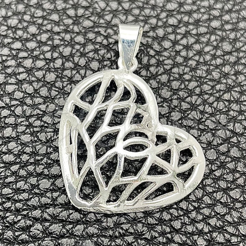 Dije Religioso 05.392.0025 Plata Rodinada, Diseño de Corazón, Pulido, Tono Plateado
