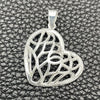 Dije Religioso 05.392.0025 Plata Rodinada, Diseño de Corazón, Pulido, Tono Plateado