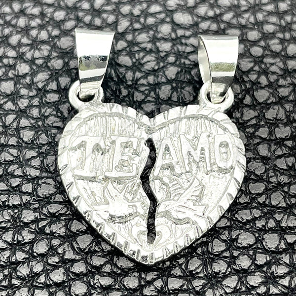 Dije Religioso 05.392.0026 Plata Rodinada, Diseño de Corazón, Pulido, Tono Plateado