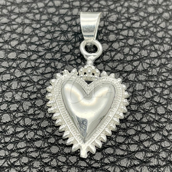 Dije Religioso 05.392.0027 Plata Rodinada, Diseño de Corazón y Llave, Pulido, Tono Plateado