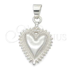 Dije Religioso 05.392.0027 Plata Rodinada, Diseño de Corazón y Llave, Pulido, Tono Plateado