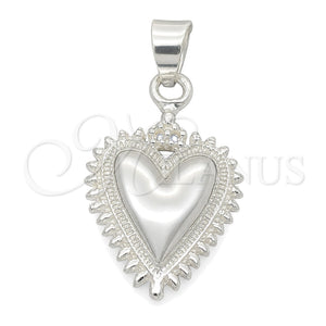Dije Religioso 05.392.0027 Plata Rodinada, Diseño de Corazón y Llave, Pulido, Tono Plateado