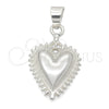 Dije Religioso 05.392.0027 Plata Rodinada, Diseño de Corazón y Llave, Pulido, Tono Plateado