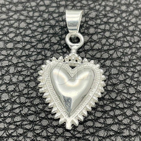 Dije Religioso 05.392.0027 Plata Rodinada, Diseño de Corazón y Llave, Pulido, Tono Plateado