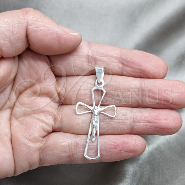 Dije Religioso 05.392.0037 Plata Rodinada, Diseño de Crucifijo, Pulido, Tono Plateado