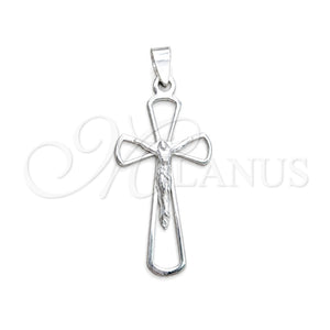Dije Religioso 05.392.0037 Plata Rodinada, Diseño de Crucifijo, Pulido, Tono Plateado