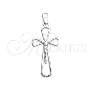 Dije Religioso 05.392.0037 Plata Rodinada, Diseño de Crucifijo, Pulido, Tono Plateado