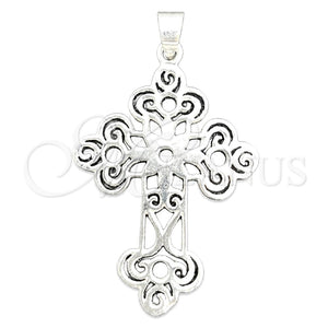 Dije Religioso 05.392.0038 Plata Rodinada, Diseño de Crucifijo, Pulido, Tono Plateado