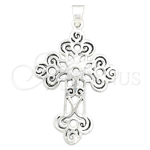 Dije Religioso 05.392.0038 Plata Rodinada, Diseño de Crucifijo, Pulido, Tono Plateado