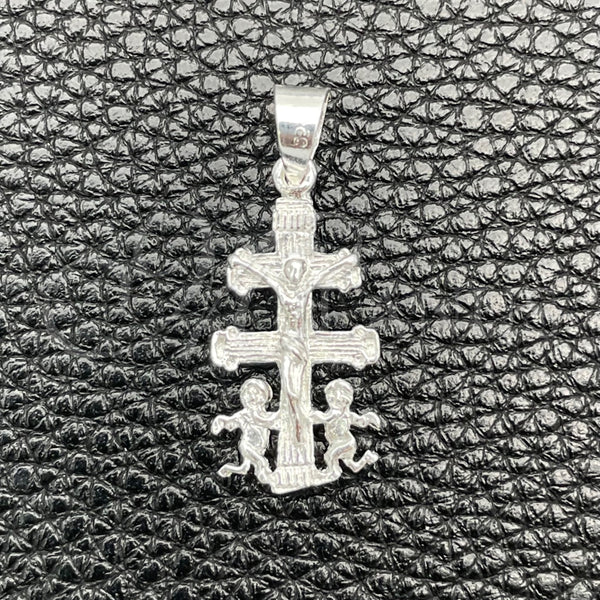 Dije Religioso 05.392.0039 Plata Rodinada, Diseño de Crucifijo, Pulido, Tono Plateado
