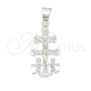 Dije Religioso 05.392.0039 Plata Rodinada, Diseño de Crucifijo, Pulido, Tono Plateado