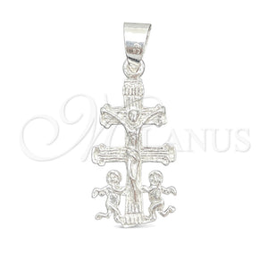 Dije Religioso 05.392.0039 Plata Rodinada, Diseño de Crucifijo, Pulido, Tono Plateado