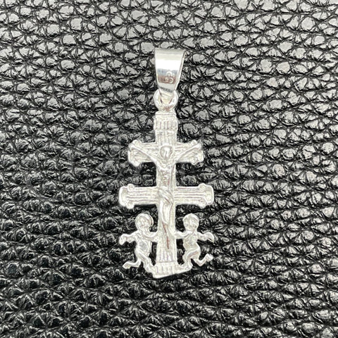 Dije Religioso 05.392.0039 Plata Rodinada, Diseño de Crucifijo, Pulido, Tono Plateado