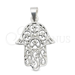 Dije Elegante 05.392.0041 Plata Rodinada, Diseño de Mano de Dios, Pulido, Tono Plateado
