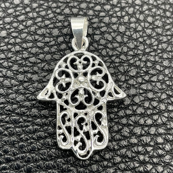Dije Elegante 05.392.0041 Plata Rodinada, Diseño de Mano de Dios, Pulido, Tono Plateado