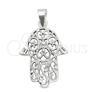 Dije Elegante 05.392.0041 Plata Rodinada, Diseño de Mano de Dios, Pulido, Tono Plateado