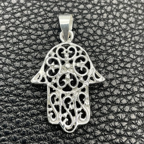 Dije Elegante 05.392.0041 Plata Rodinada, Diseño de Mano de Dios, Pulido, Tono Plateado