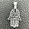 Dije Elegante 05.392.0042 Plata Rodinada, Diseño de Judaica y Mano de Dios, Pulido, Tono Plateado