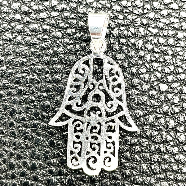Dije Elegante 05.392.0042 Plata Rodinada, Diseño de Mano de Dios, Pulido, Tono Plateado