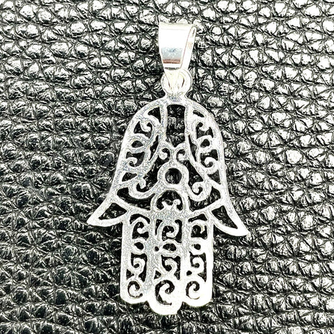Dije Elegante 05.392.0042 Plata Rodinada, Diseño de Mano de Dios, Pulido, Tono Plateado