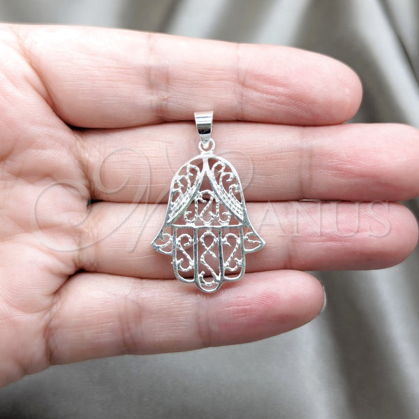 Dije Elegante 05.392.0043 Plata Rodinada, Diseño de Mano de Dios, Pulido, Tono Plateado