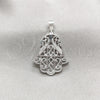 Dije Elegante 05.392.0043 Plata Rodinada, Diseño de Judaica y Mano de Dios, Pulido, Tono Plateado