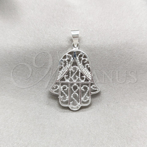 Dije Elegante 05.392.0043 Plata Rodinada, Diseño de Mano de Dios, Pulido, Tono Plateado
