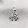 Dije Elegante 05.392.0043 Plata Rodinada, Diseño de Mano de Dios, Pulido, Tono Plateado
