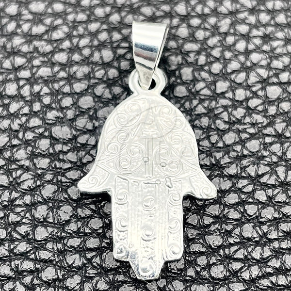 Dije Elegante 05.392.0044 Plata Rodinada, Diseño de Mano de Dios, Pulido, Tono Plateado