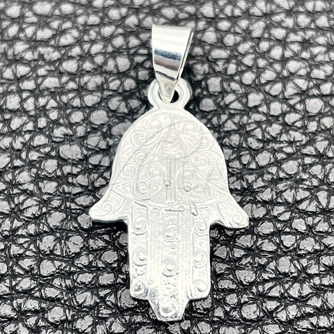 Dije Elegante 05.392.0044 Plata Rodinada, Diseño de Mano de Dios, Pulido, Tono Plateado