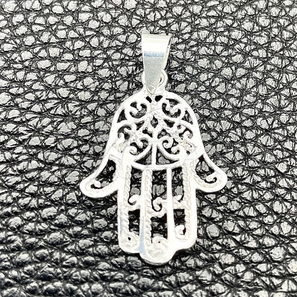 Dije Elegante 05.392.0045 Plata Rodinada, Diseño de Mano de Dios, Pulido, Tono Plateado