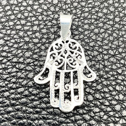 Dije Elegante 05.392.0045 Plata Rodinada, Diseño de Mano de Dios, Pulido, Tono Plateado