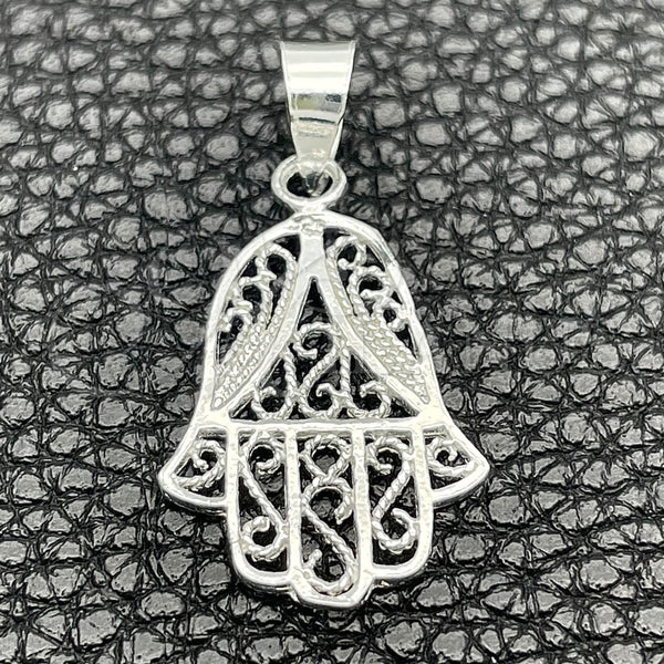 Dije Elegante 05.392.0046 Plata Rodinada, Diseño de Mano de Dios, Pulido, Tono Plateado